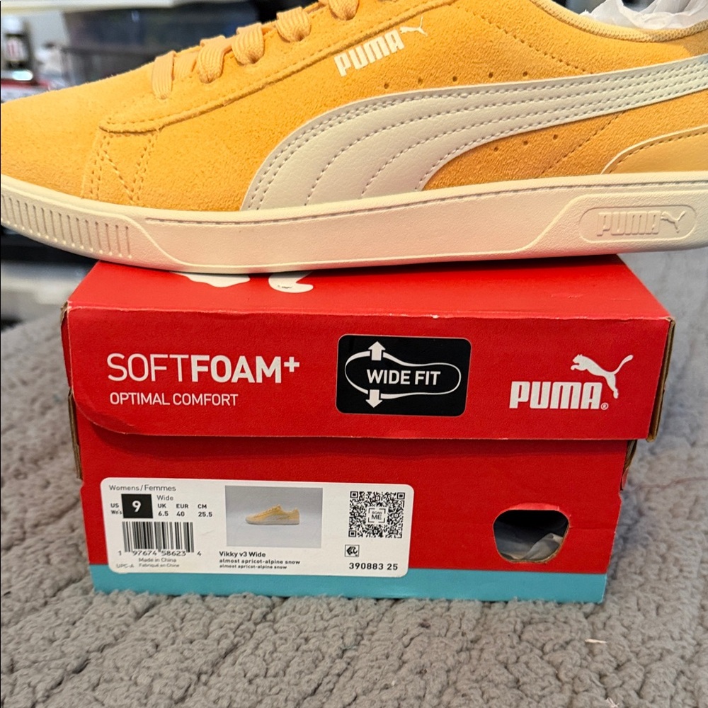 Puma Vibrant Yellow Sneakers with Cream Accent